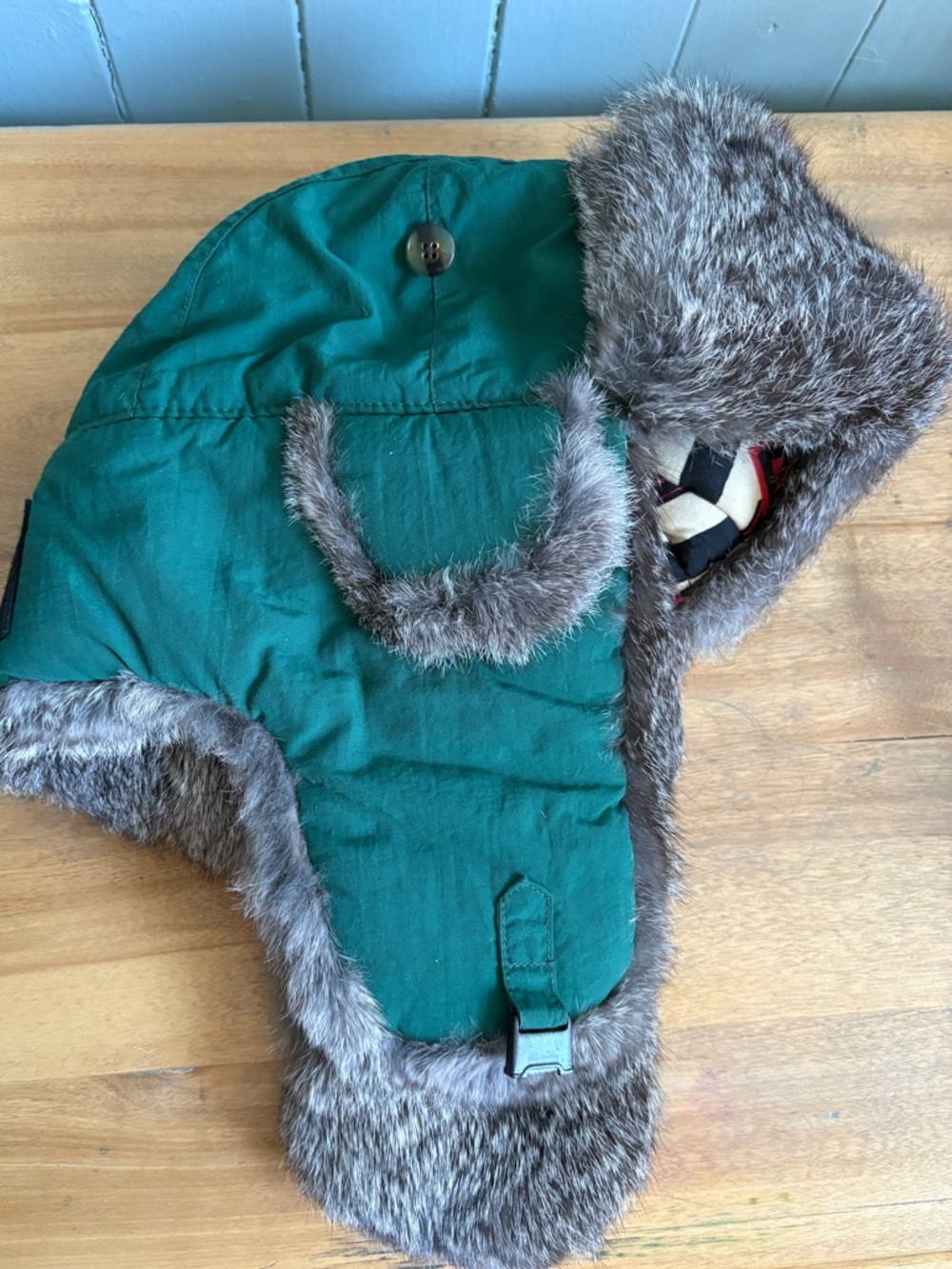 Mad Bomber Teal Natural Rabbit Fur Trapper Hat